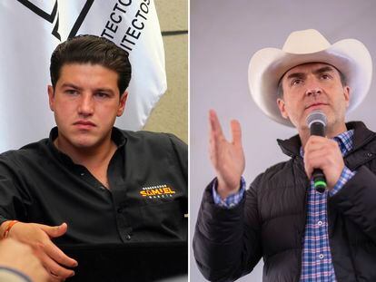 Los candidatos a la gubernatura de Nuevo León, Samuel García de Movimiento Ciudadano (izquierda) y Adrián de la Garza de la coliación PRI-PRD.