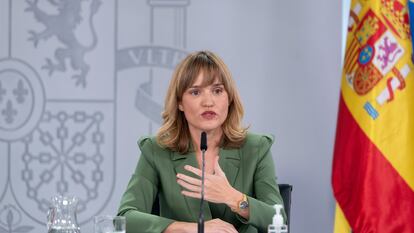 La ministra de Educación y Formación Profesional, Pilar Alegría, este martes durante la rueda de prensa posterior al Consejo de Ministros.