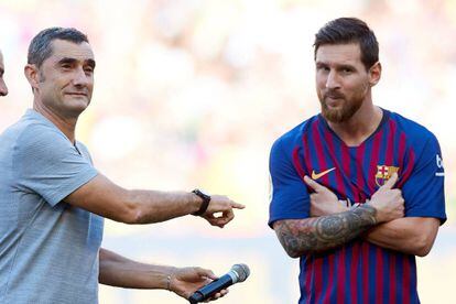 Valverde y Messi, en el Gamper.