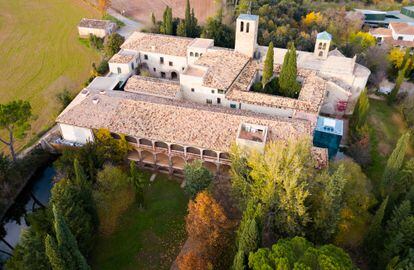 Vista de drone del monasterio de Sant Benet, en la localidad de Sant Fruitós de Bages (Barcelona).
