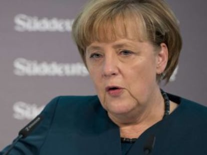 La canciller Angela Merkel, este jueves en Berl&iacute;n.