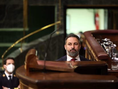 El líder de Vox, Santiago Abascal, en el Congreso de los Diputados (Madrid), el 26 de mayo de 2022.