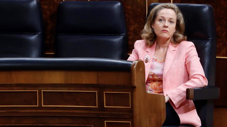 Nadia Calviño, vicepresidenta económica, durante una sesión de control al Gobierno en el Congreso.
