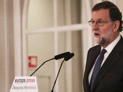 Rajoy en el desayuno informativo de Europa Press.