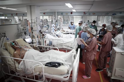 La UCI del Hospital de M'Boi Mirim, en un suburbio de São Paulo, el pasado viernes 12 de marzo.