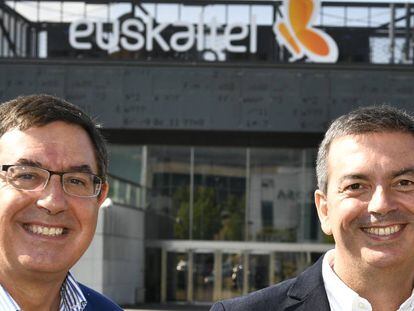 Alberto Garc&iacute;a Erauzkin y Francisco Arteche, presidente y consejero delegado de Euskaltel, respectivamente.