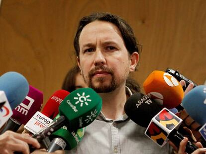 El secretario general de Podemos, Pablo Iglesias, al finalizar la reuni&oacute;n del Consejo Ciudadano de Podemos, en Madrid, el pasado 13 de enero. 