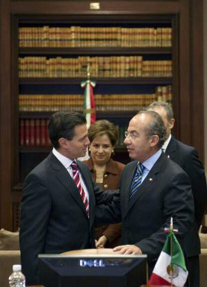 Peña Nieto y Calderón, este martes.