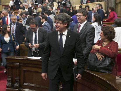 Carles Puigdemont al ple del Parlament.