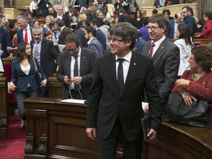 Carles Puigdemont al ple del Parlament.