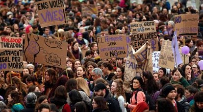 La manifestación del 8-M en Barcelona, el pasado marzo.