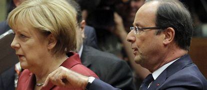 François Hollande y Angela Merkel hoy en Bruselas-