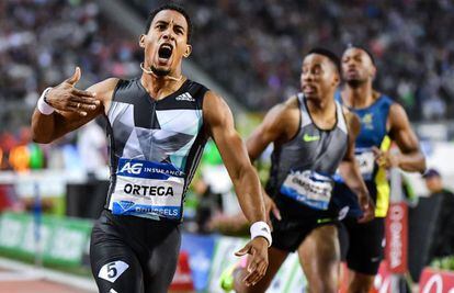 Orlando Ortega celebra su victoria en la Diamond League.
