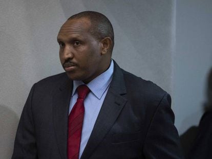 Bosco Ntaganda, exlíder de milicias rebeldes en Ruanda, en la Corte Penal Internacional en La Haya, este jueves.