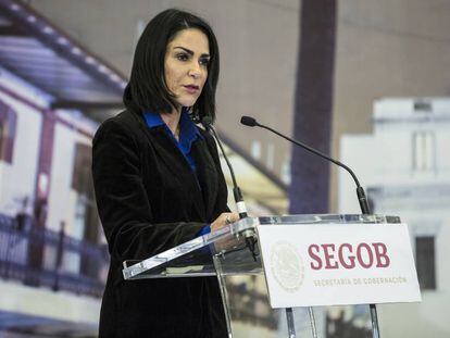 Lydia Cacho en la Secretaría de Gobernación mexicana.