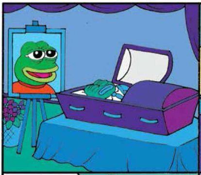 El funeral de la Rana Pepe en la &uacute;ltima tira de su autor. 