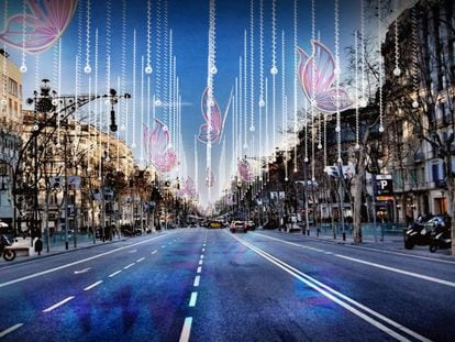 La iluminación navideña que será colocada en el Paseo de Gràcia, en Barcelona