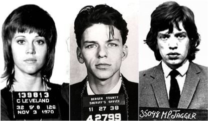 Jane Fonda, Frank Sinatra y Mick Jagger son algunas de las estrellas que han dejado para la posteridad imágenes de sus detenciones por diferentes delitos.