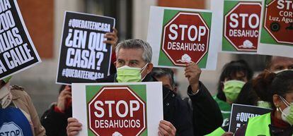 Manifestación para exigir el cese de desahucios, la semana pasada en Madrid.
