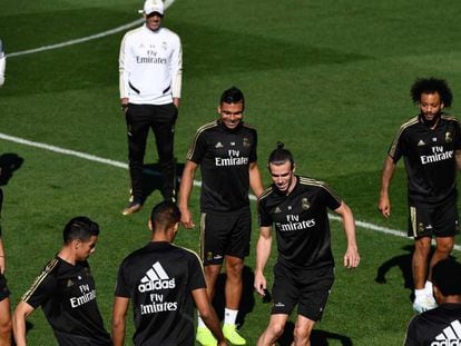 Los jugadores del Real Madrid en el entenamiento previo al derbi contra el Atlético de este sábado en el Metropolitano. En vídeo, declaraciones de Simeone.