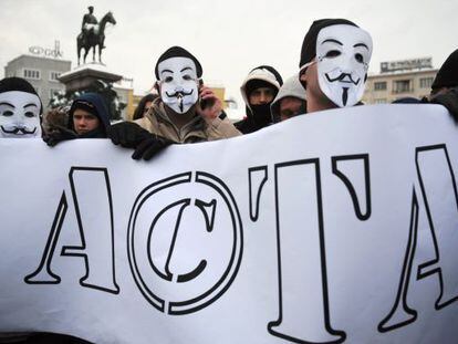 Manifestación contra ACTA el sábado en Sofía.