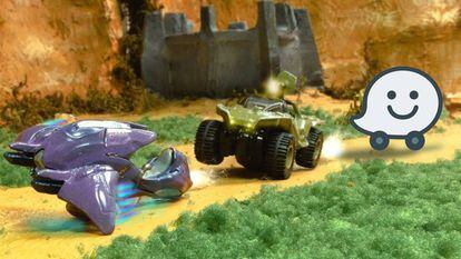 Waze y dos vehículos de la saga Halo.