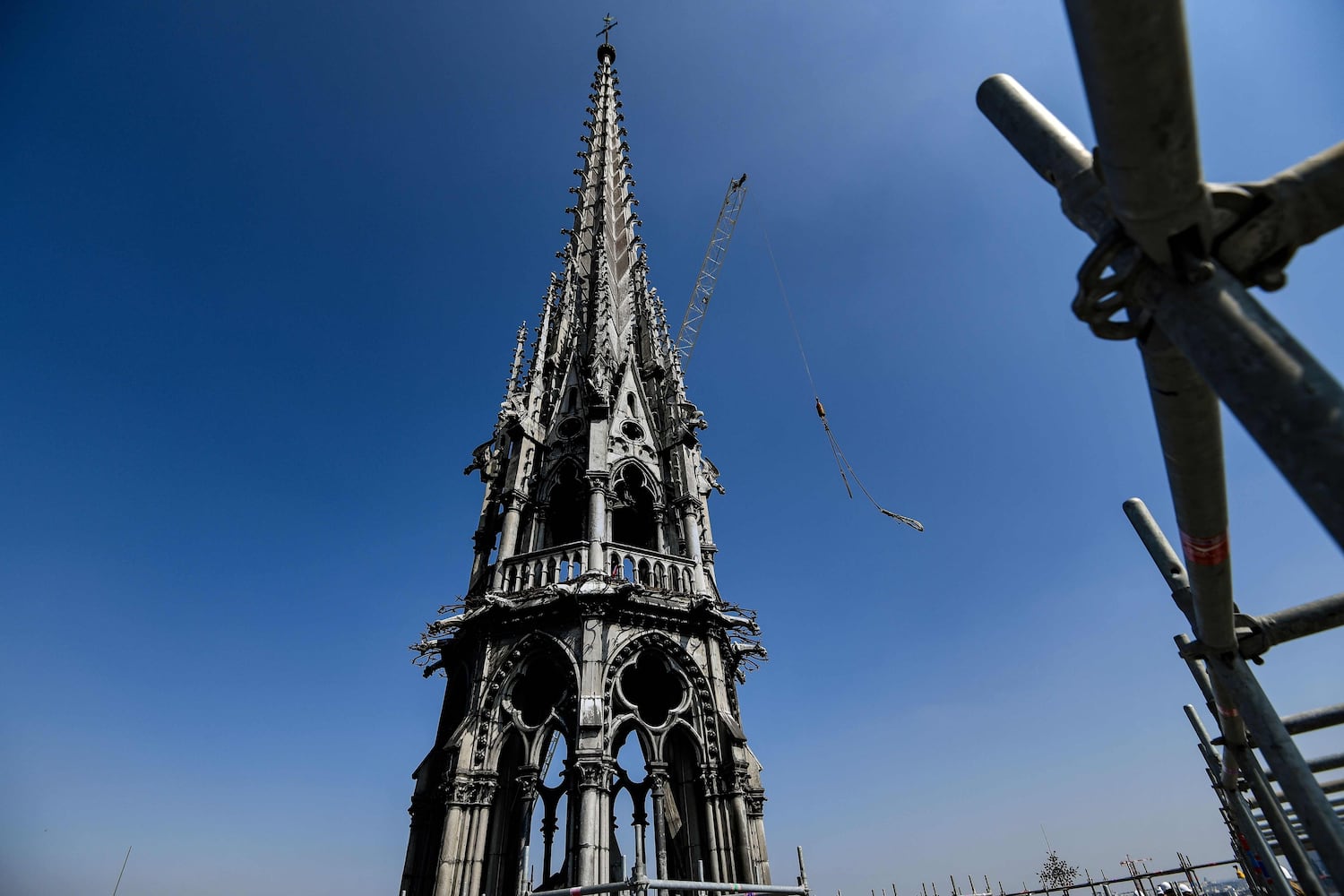 La aguja de Notre Dame, en abril de 2019.