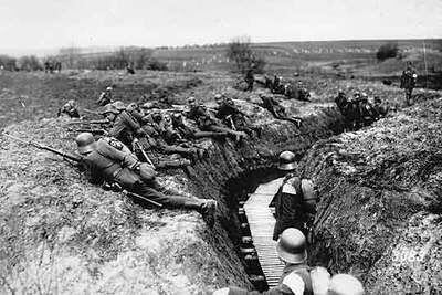 Tropas alemanas, en el frente Oeste, en la Primera Guerra Mundial.