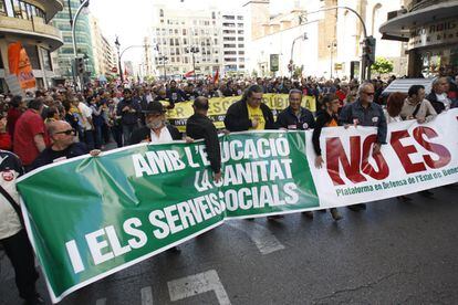Una de las pancartas de la manifestación de Valencia
