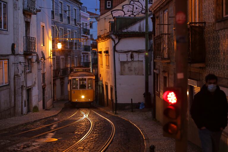 An almost empty street in Lisbon this Thursday.