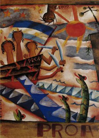 Cuadro de 1925 del pintor vanguardista argentino Xul Solar para celebrar la aventura literaria de 'Proa'.
