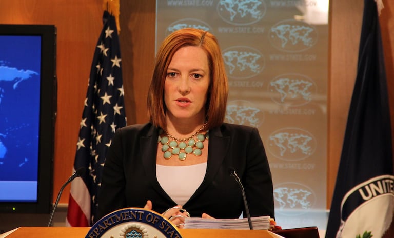 Jen Psaki cuando era portavoz del Departamento de Estado en 2015.