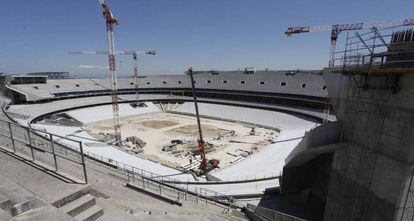 Obras en La Peineta, a principios de este mes.