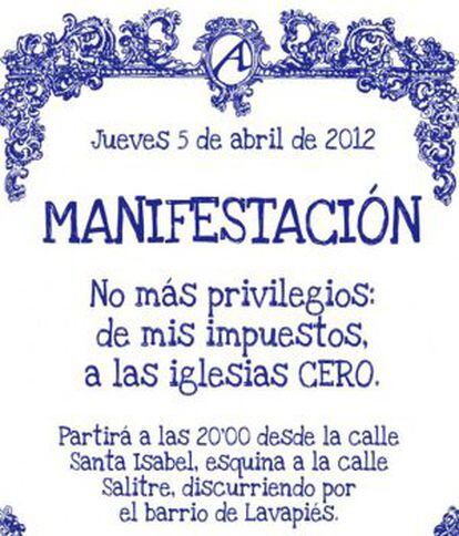 Cartel de la manifestaci&oacute;n atea.