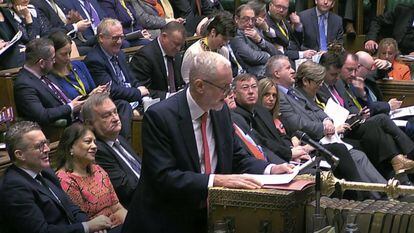 El líder laborista, Jeremy Corbyn, en un debate en la Cámara de los Comunes.