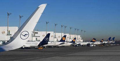 Aviones de Lufthansa en la terminal Franz-Josep-Strauss del aeropuerto de Múnich.