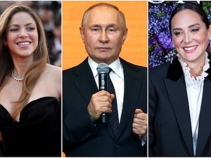 De izquierda a derecha, Shakira, Vladímir Putin y Tamara Falcó.