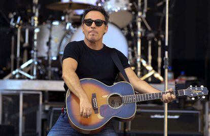 Bruce Springsteen, durante la prueba de sonido.