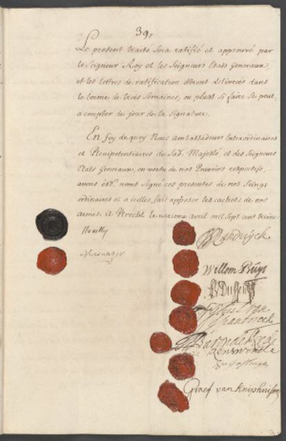 Manuscrito con la firma del Tratado.