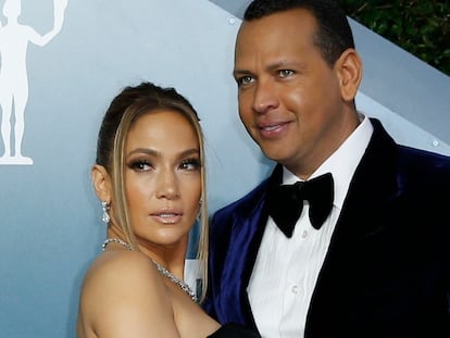 Jennifer Lopez y Alex Rodriguez en los Screen Actors Guild Award, en enero de 2020.