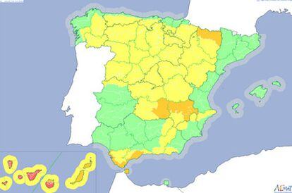 Alerta en 35 provincias, Canarias en máxima situación de riesgo