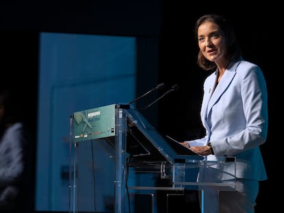 La ministra de Comercio y Turismo, Reyes Maroto, este lunes en Madrid.