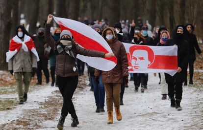 Manifestación contra Aleksandr Lukashenko, el pasado domingo en Minsk.
