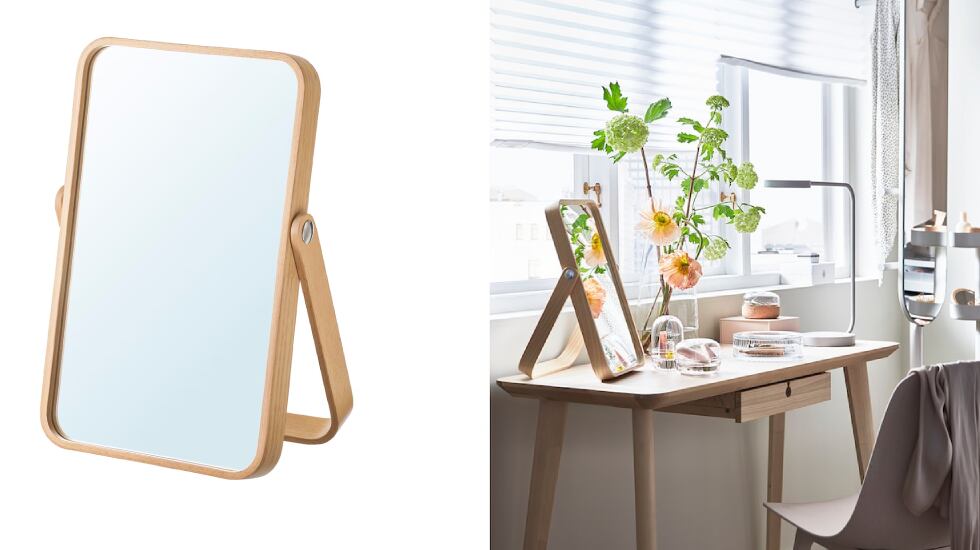 Espejo de mesa con soporte a la venta en Ikea.