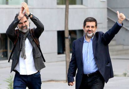 Jordi Cuixart (izquierda) y Jordi Sánchez, a su llegada al Supremo en 2017.