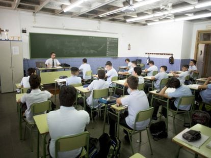 Una clase del colegio Altair el pasado viernes.