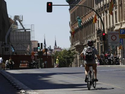 Carril bici en el centro de madrid