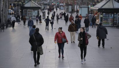 La Rambla de Barcelona, aquest dilluns.