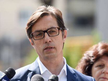 El candidato socialdemócrata Stevo Pendarovski, en Skopje.