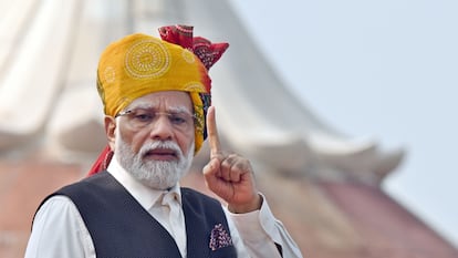 El primer ministro de la India, Narendra Modi, el pasado 15 de agosto, día de la independencia del país, en Nueva Delhi.
